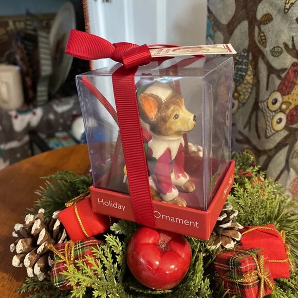 Blue Sky Claywork Holiday Collection Dog In A Santa Outfit Ornament - NIB - Picture 2 of 5